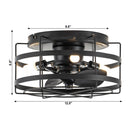 Parrot Uncle 13-Inch Madurai Farmhouse Flush Mount Reversible Ceiling Fan with Lighting and Remote Control (F8270BK110V)