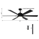 Parrot Uncle 65-Inch Amold Industrial Downrod Mount Ceiling Fan with Lighting and Remote Control (F8306110V)