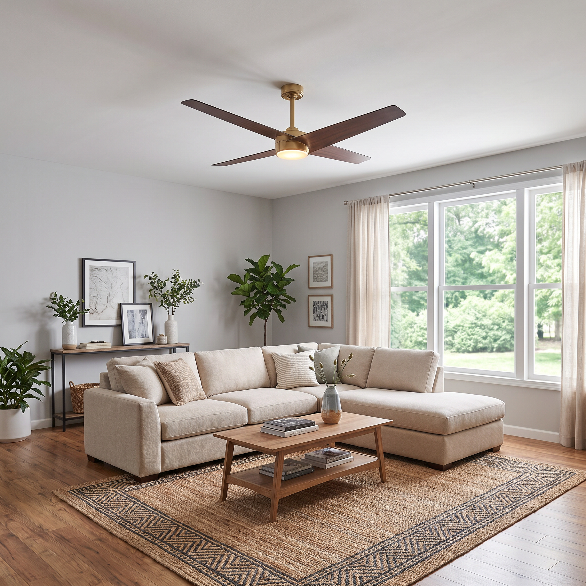 Parrot Uncle 60-Inch Parvez Modern DC Motor Downrod Mount Reversible Ceiling Fan with Lighting and Remote Control (F8313110V)