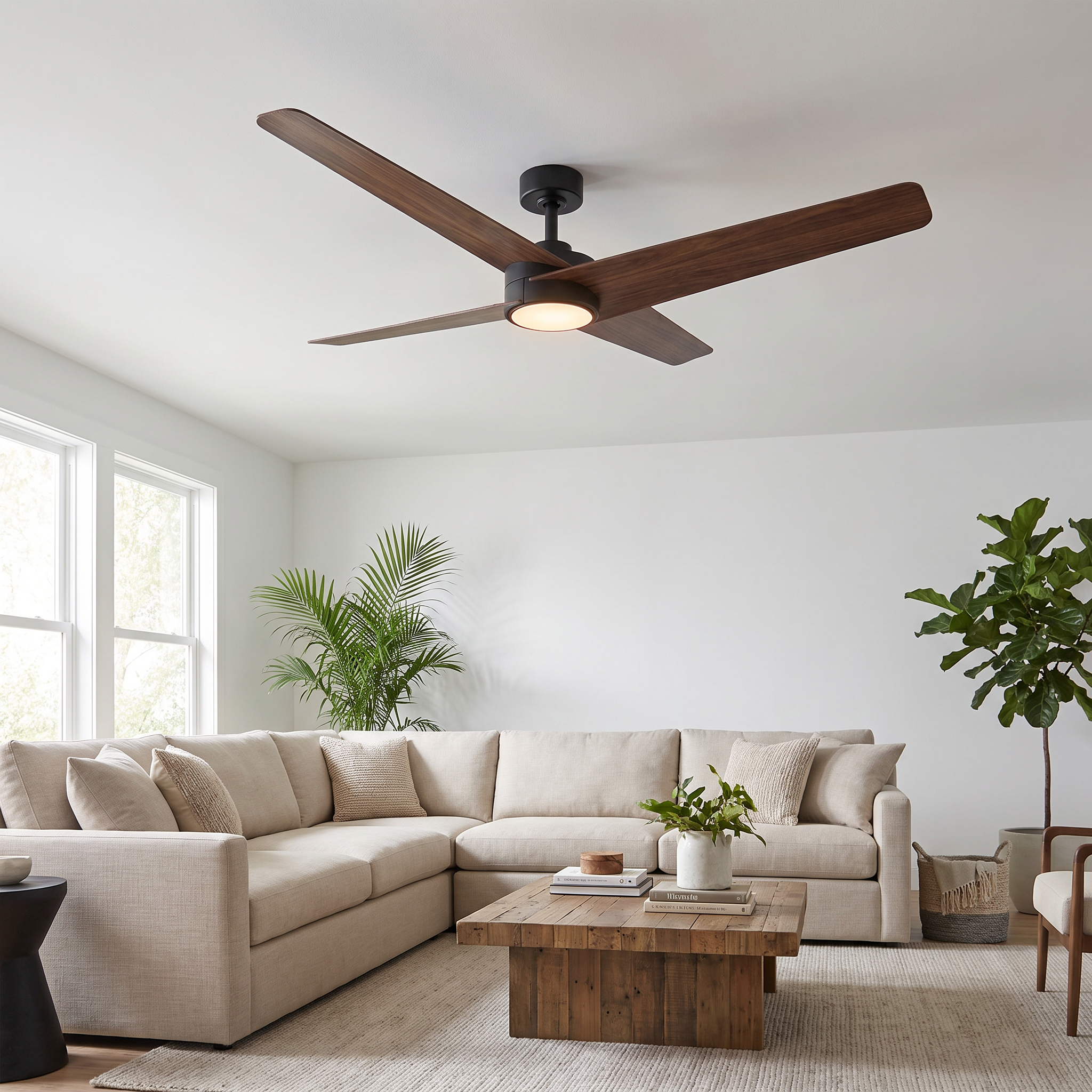 Parrot Uncle 60-Inch Parvez Modern DC Motor Downrod Mount Reversible Ceiling Fan with Lighting and Remote Control (F8313110V)