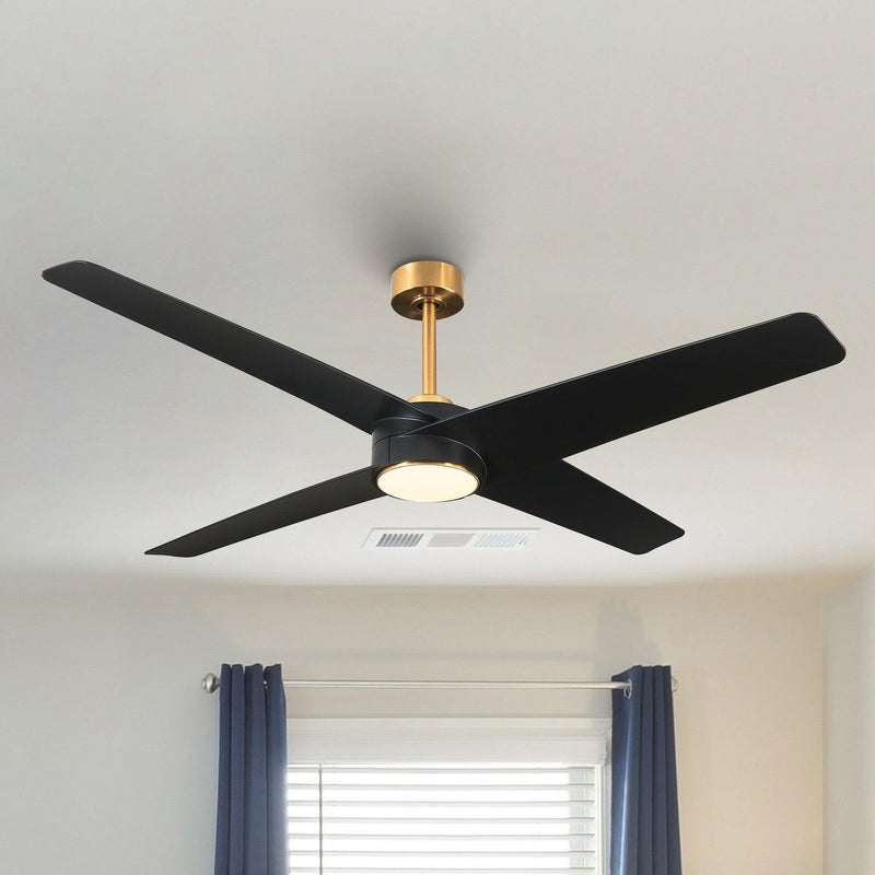 Parrot Uncle 60-Inch Parvez Modern DC Motor Downrod Mount Reversible Ceiling Fan with Lighting and Remote Control (F8313110V)