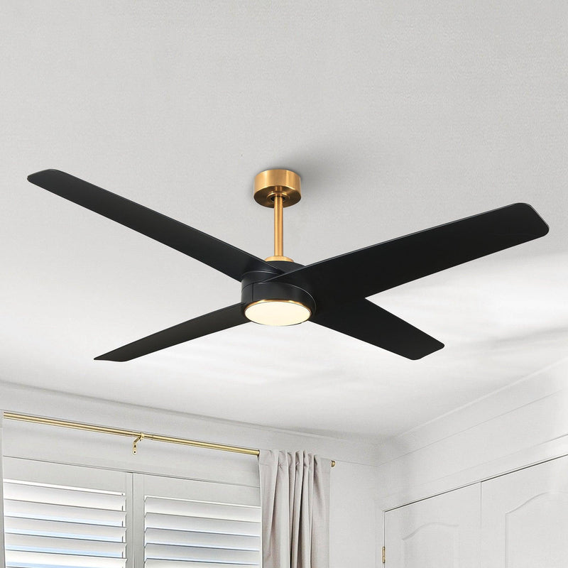 Parrot Uncle 60-Inch Parvez Modern DC Motor Downrod Mount Reversible Ceiling Fan with Lighting and Remote Control (F8313110V)