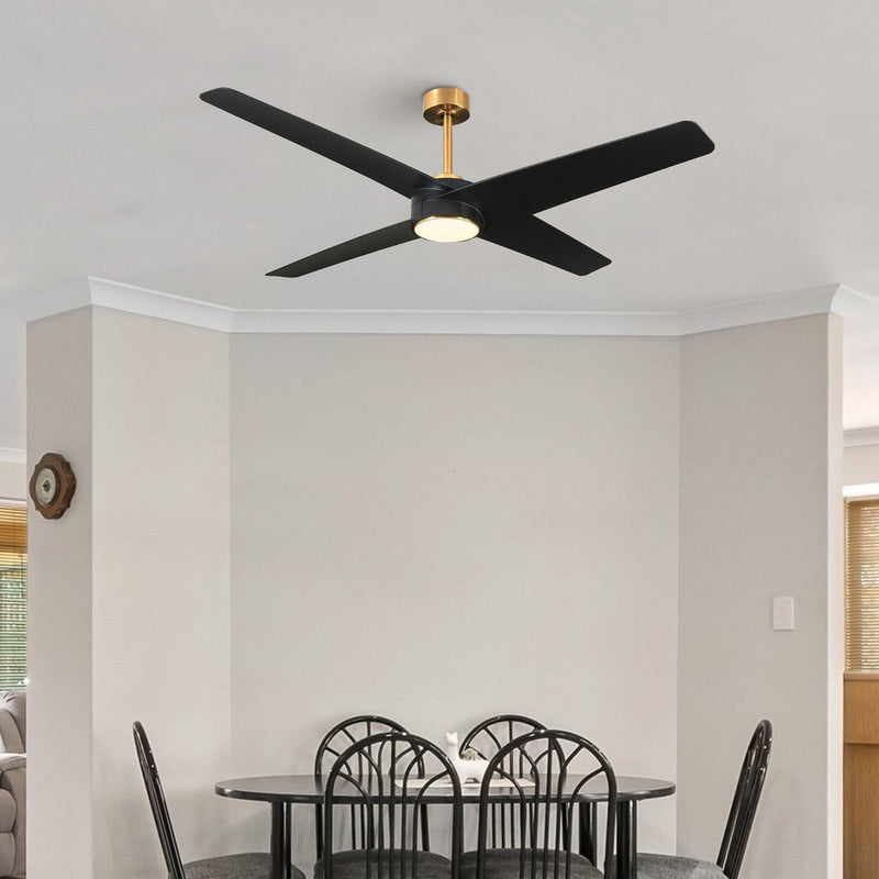 Parrot Uncle 60-Inch Parvez Modern DC Motor Downrod Mount Reversible Ceiling Fan with Lighting and Remote Control (F8313110V)