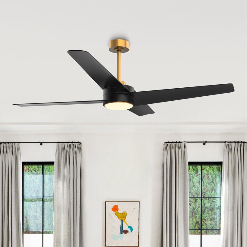 Parrot Uncle 60-Inch Parvez Modern DC Motor Downrod Mount Reversible Ceiling Fan with Lighting and Remote Control (F8313110V)