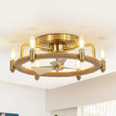 Parrot Uncle 20-Inch Flush Mount Golden Ceiling Fan with Light and Remote Control (F8322110V)