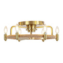 Parrot Uncle 20-Inch Flush Mount Golden Ceiling Fan with Light and Remote Control (F8322110V)