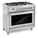 Cosmo 36-Inch 3.8 Cu. Ft. Single Oven Dual Fuel Range in Stainless Steel (F965)