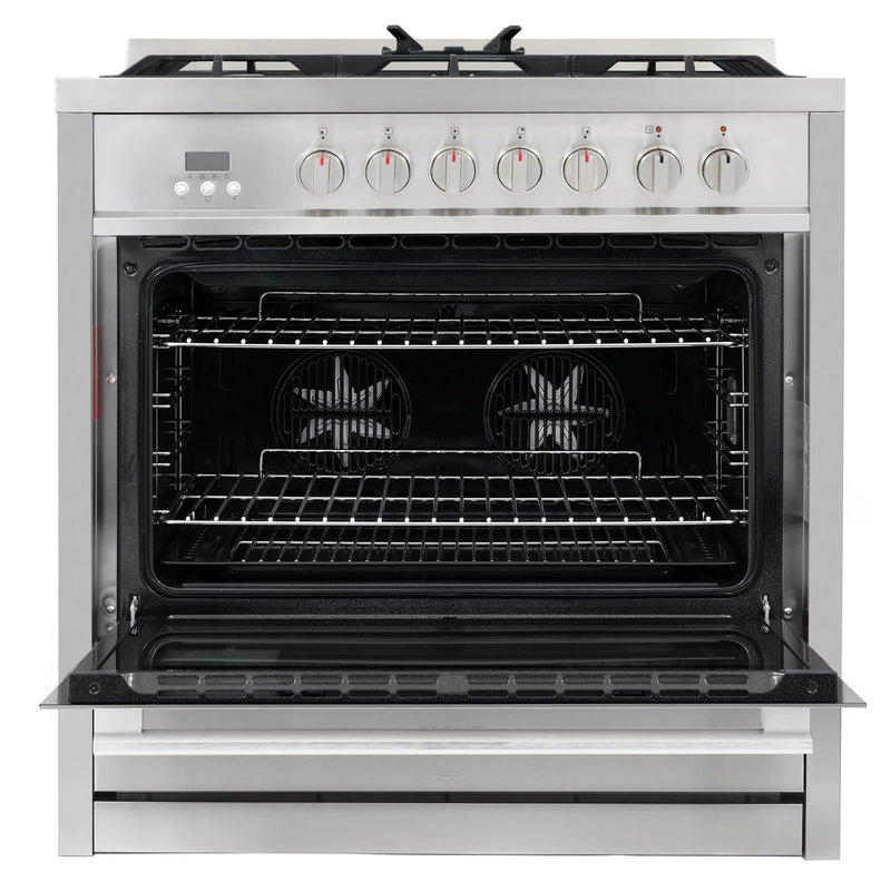 Cosmo 4-Piece Appliance Package - 36-Inch Dual Fuel Range, Wine Cooler, Dishwasher and Refrigerator with Water Dispenser in Stainless Steel (COS-4PKG-641)