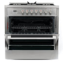 Cosmo 4-Piece Appliance Package - 36-Inch Single Oven Dual Fuel Range, Wall Mount Range Hood, Dishwasher and Refrigerator in Stainless Steel (COS-4PKG-216)