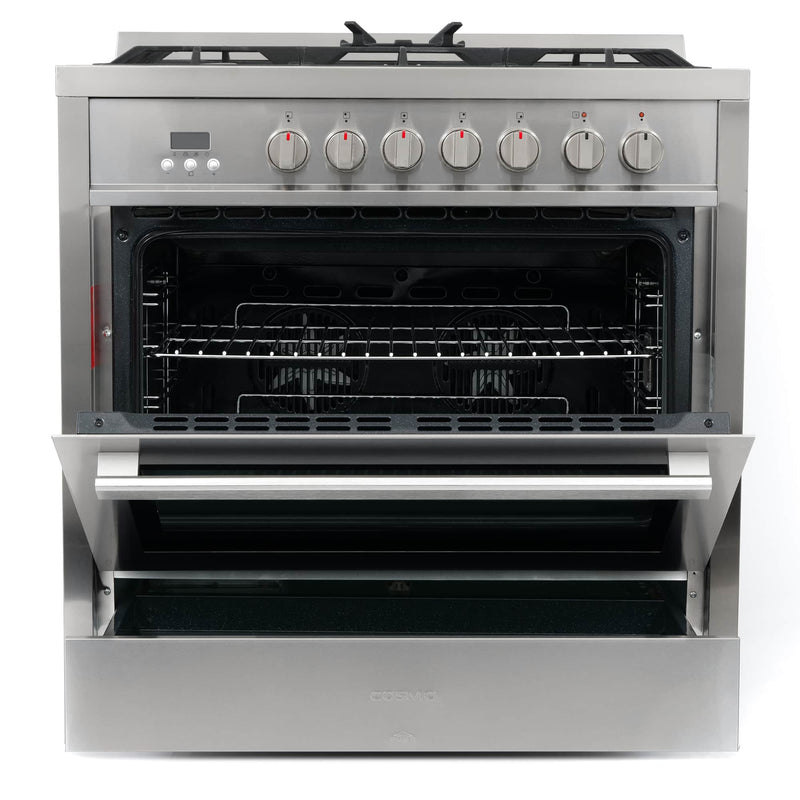 Cosmo 4-Piece Appliance Package - 36-Inch Dual Fuel Range, Wine Cooler, Dishwasher and Refrigerator with Water Dispenser in Stainless Steel (COS-4PKG-641)