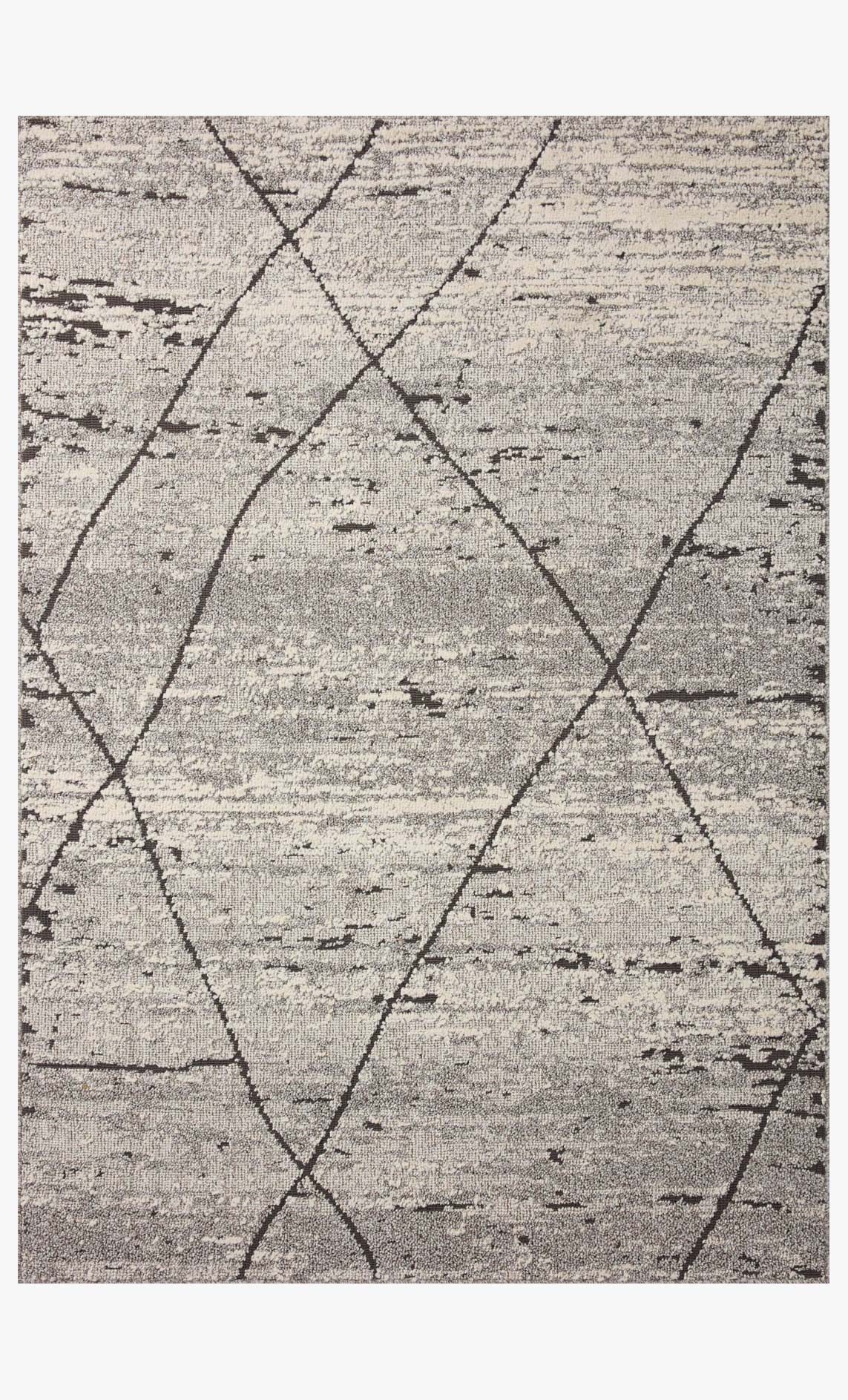 Runner rug with light and dark grey geometric lattice pattern