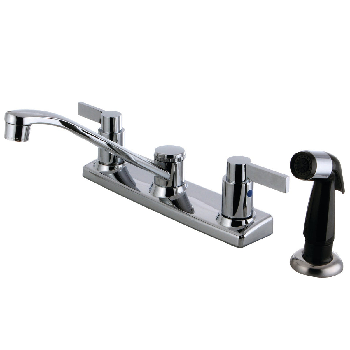 NuvoFusion Double-Handle 8" Centerset Kitchen Faucet with Side Sprayer in Polished Chrome