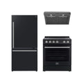 Forno Espresso 3-Piece Appliance Package - 30-Inch Electric Range with 5.0 Cu.Ft. Electric Oven, Refrigerator, and Under Cabinet Range Hood in Black with Stainless Steel Trim (FBDL-001-02US)