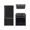 Forno Espresso 3-Piece Appliance Package - 30-Inch Electric Range with 5.0 Cu.Ft. Electric Oven, Refrigerator, and Under Cabinet Range Hood in Black with Antique Brass Trim (FBDL-001-02US)