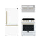 Forno Espresso 3-Piece Appliance Package - 30-Inch Electric Range with 5.0 Cu.Ft. Electric Oven, Refrigerator, and Under Cabinet Range Hood in White with Antique Brass Trim (FBDL-001-03US)