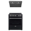 Forno Espresso 2-Piece Appliance Package - 30-Inch Electric Range with 5.0 Cu.Ft. Electric Oven and Under Cabinet Range Hood in Black with Stainless Steel Trim (FBDL-002-02US)