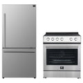 Forno Espresso 2-Piece Appliance Package - 30-Inch Electric Range with 5.0 Cu.Ft. Electric Oven and Refrigerator in Stainless Steel