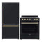 Forno Espresso 2-Piece Appliance Package - 30-Inch Electric Range with 5.0 Cu.Ft. Electric Oven and Refrigerator in Black with Antique Brass Trim (FBDL-003-02US)