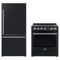 Forno Espresso 2-Piece Appliance Package - 30-Inch Electric Range with 5.0 Cu.Ft. Electric Oven and Refrigerator in Black with Stainless Steel Trim (FBDL-003-02US)