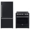 Forno Espresso 2-Piece Appliance Package - 30-Inch Electric Range with 5.0 Cu.Ft. Electric Oven and Refrigerator in Black with Stainless Steel Trim (FBDL-003-02US)