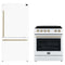 Forno Espresso 2-Piece Appliance Package - 30-Inch Electric Range with 5.0 Cu.Ft. Electric Oven and Refrigerator in White with Antique Brass Trim