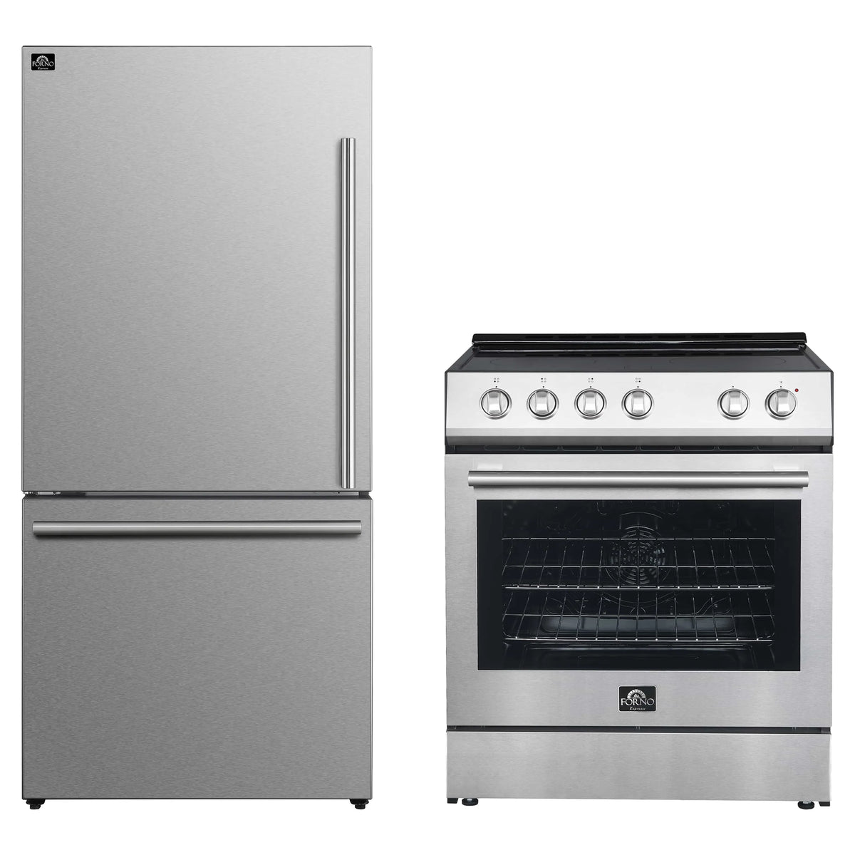 Forno 2-Piece Appliance Package - 30-Inch Electric Range and 31-Inch Refrigerator, Left Hinge in Stainless Steel (FBDL-003-04US)