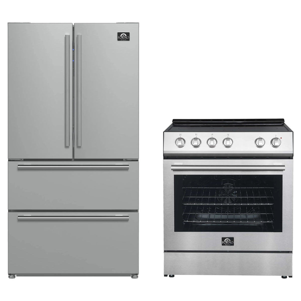 Forno 2-Piece Appliance Package - 30-Inch Electric Range and 36-Inch French Door Refrigerator in Stainless Steel (FBDL-003-05US)