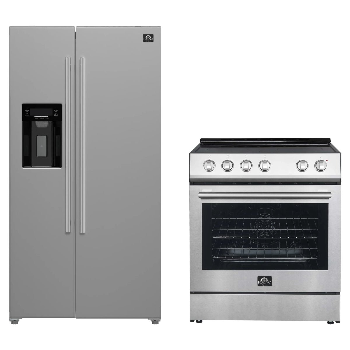 Forno 2-Piece Appliance Package - 30-Inch Electric Range and 36-Inch Side by Side Refrigerator with Water Dispenser in Stainless Steel (FBDL-003-06US)