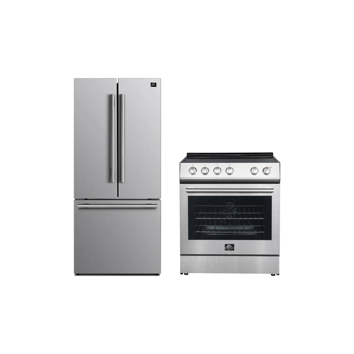 Forno 2-Piece Appliance Package - 30-Inch Electric Range and 30-Inch French Door Refrigerator in Stainless Steel (FBDL-003-07US)