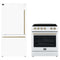 Forno 2-Piece Appliance Package - 30-Inch Electric Range and 31-Inch Refrigerator, Left Hinge in White with Antique Brass Trim (FBDL-003-08US)