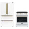 Forno 2-Piece Appliance Package - 30-Inch Electric Range and 36-Inch French Door Refrigerator in White with Antique Brass Trim (FBDL-003-09US)