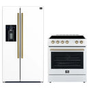 Forno 2-Piece Appliance Package - 30-Inch Electric Range and 36-Inch Side by Side Refrigerator in White with Antique Brass Handle (FBDL-003-10US)