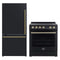 Forno 2-Piece Appliance Package - 30-Inch Electric Range and 31-Inch Refrigerator in Black with Antique Brass Handle (FBDL-003-12US)