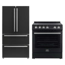 Forno 2-Piece Appliance Package - 30-Inch Electric Range and 36-Inch French Door Refrigerator in Black with Stainless Steel Handle (FBDL-003-13US)