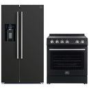 Forno 2-Piece Appliance Package - 30-Inch Electric Range and 36-Inch Side by Side Refrigerator with Water Dispenser in Black with Stainless Steel Handle (FBDL-003-14US)