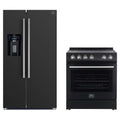 Forno 2-Piece Appliance Package - 30-Inch Electric Range and 36-Inch Side by Side Refrigerator with Water Dispenser in Black with Stainless Steel Trim (FBDL-003-14US)