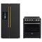Forno 2-Piece Appliance Package - 30-Inch Electric Range and 36-Inch Side by Side Refrigerator with Water Dispenser in Black with Antique Brass Trim (FBDL-003-14US)