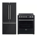 Forno 2-Piece Appliance Package - 30-Inch Electric Range and 30-Inch French Door Refrigerator in Black with Stainless Steel Handle (FBDL-003-15US)