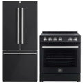 Forno 2-Piece Appliance Package - 30-Inch Electric Range and 30-Inch French Door Refrigerator in Black with Stainless Steel Trim (FBDL-003-15US)
