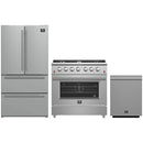 Forno 3-Piece Appliance Package - 36-Inch Gas Range, French Door Refrigerator, and Dishwasher in Stainless Steel (FBDL-004-01CAUS)