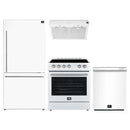 FORNO 4-Piece Appliance Package- 30-Inch Electric Range, Under Cabinet Range Hood, 31-Inch Refrigerator, and Built-In Dishwasher in White with Stainless Steel Trim (FBDL-006-03US)
