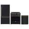 Forno 3-Piece Appliance Package - 30-Inch Leonardo Espresso Electric Range, Refrigerator, & Dishwasher in Black with Antique Brass Trim (FBDL-007-02US)