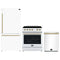 Forno 3-Piece Appliance Package - 30-Inch Leonardo Espresso Electric Range, Refrigerator, & Dishwasher in White with Antique Brass Trim (FBDL-007-03US)