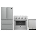 Forno 3-Piece Appliance Package - 36-Inch Marco Gas Range, French Door Refrigerator, & Dishwasher in Stainless Steel (FBDL-009-01CAUS)