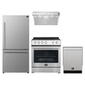 FORNO 4-Piece Appliance Package- 30-Inch Electric Range, Under Cabinet Range Hood, 31-Inch Refrigerator, and Built-In Dishwasher in Stainless Steel (FBDL-010-01US)