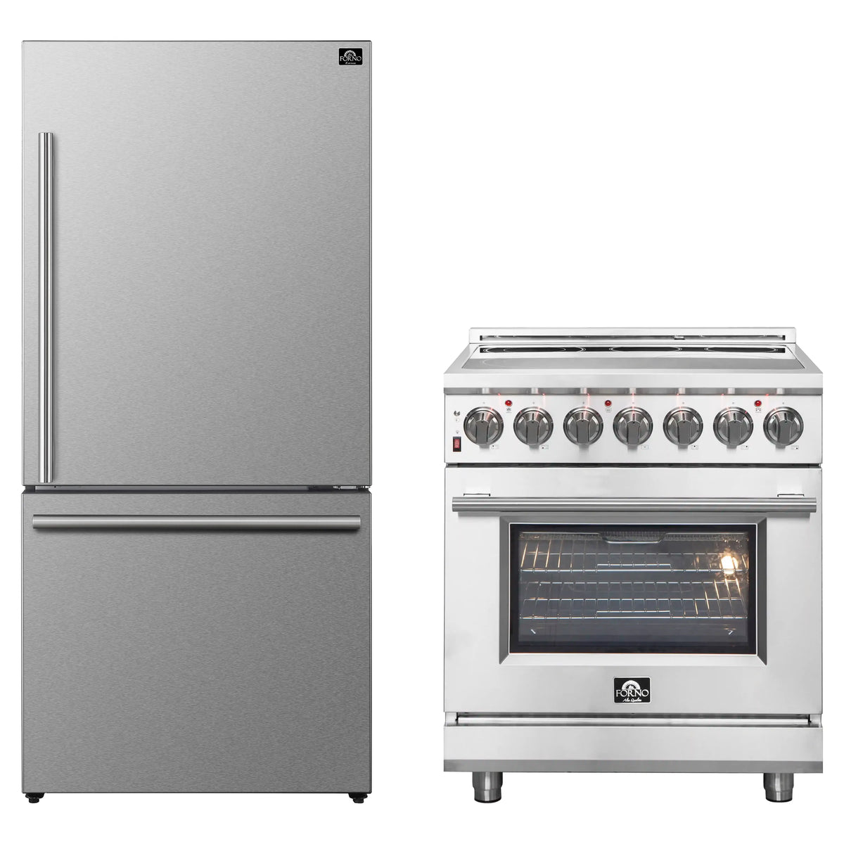 Forno 2-Piece Appliance Package - 30-Inch Electric Range and 31-Inch Refrigerator, Right Hinge in Stainless Steel (FBDL-013-01CAUS)