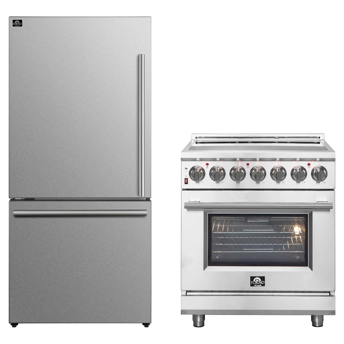 Forno 2-Piece Appliance Package - 30-Inch Electric Range and 31-Inch Refrigerator, Left Hinge in Stainless Steel (FBDL-013-02CAUS)