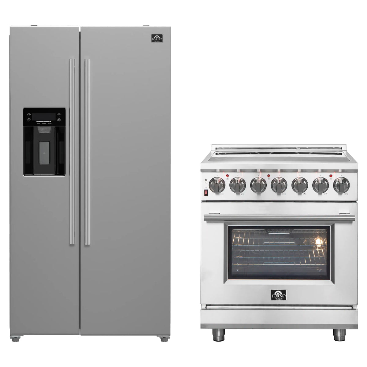 Forno 2-Piece Appliance Package - 30-Inch Electric Range and 36-Inch Side by Side Refrigerator with Water Dispenser in Stainless Steel (FBDL-013-04CAUS)