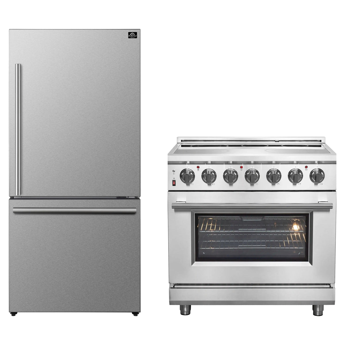 Forno 2-Piece Appliance Package - 36-Inch Electric Range and 31-Inch Refrigerator, Right Hinge in Stainless Steel (FBDL-013-06CAUS)