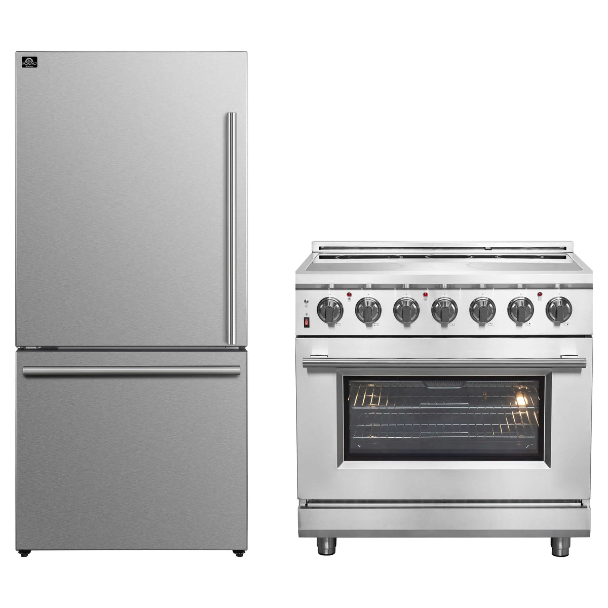 Forno 2-Piece Appliance Package - 36-Inch Electric Range and 31-Inch Refrigerator, Left Hinge in Stainless Steel (FBDL-013-07CAUS)